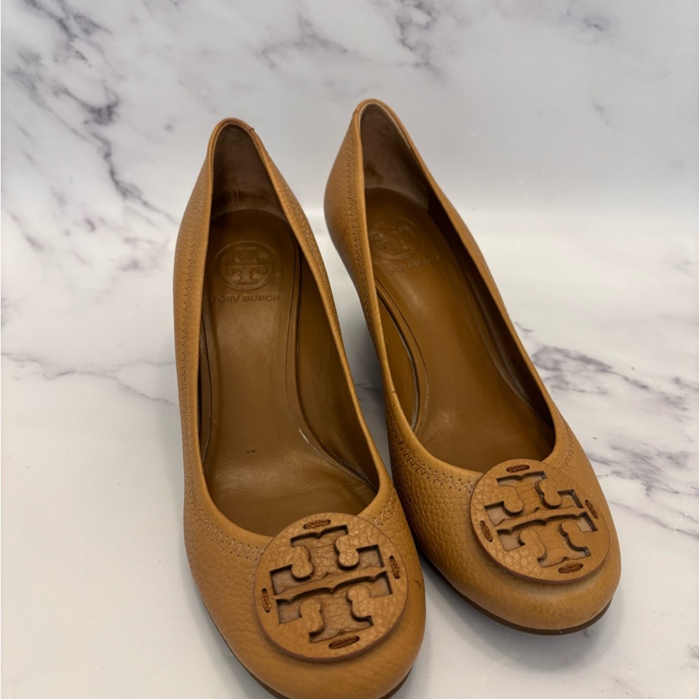 Tory Burch Tan Leather Wedges
